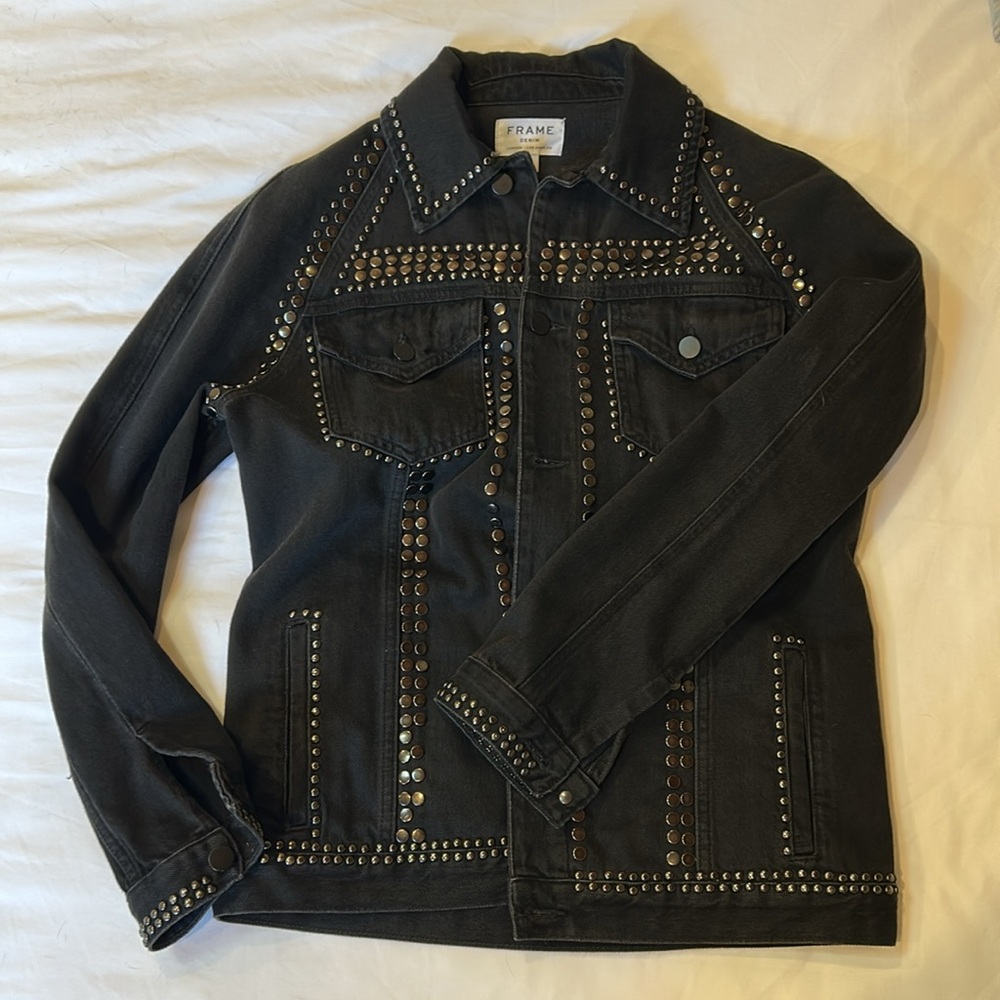 Frame Denim Dark Studded Jean Jacket